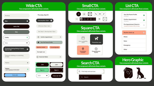 Pulled all &quot;Simple / CTA&quot; components from the UI grouped them as possible variants.